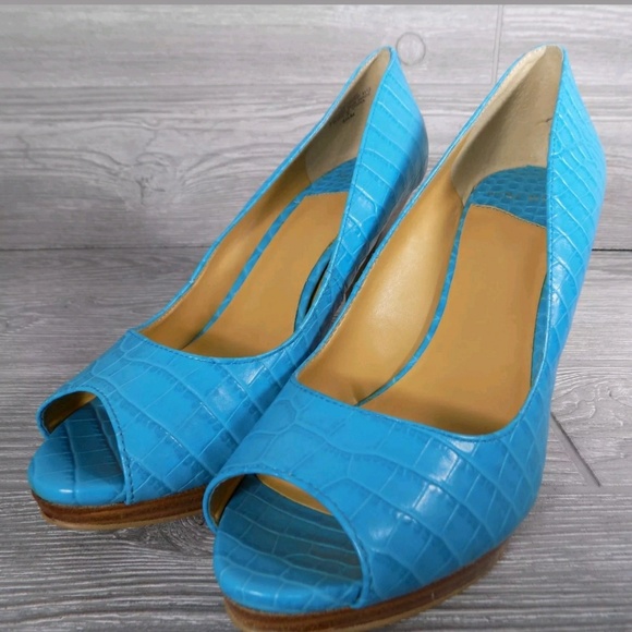 Nine West Croc Pattern Leather Heels 6.5M - Picture 7 of 8